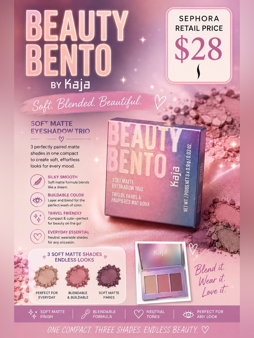 Beauty Bento Soft Matte Eyeshadow Trio by Kaja